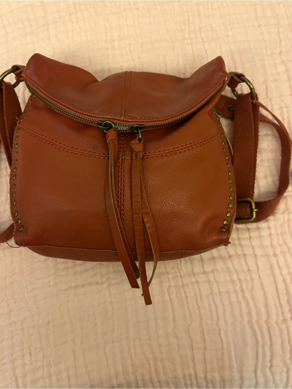 The Sak Tan Drawstring Fabric Shoulder Bag